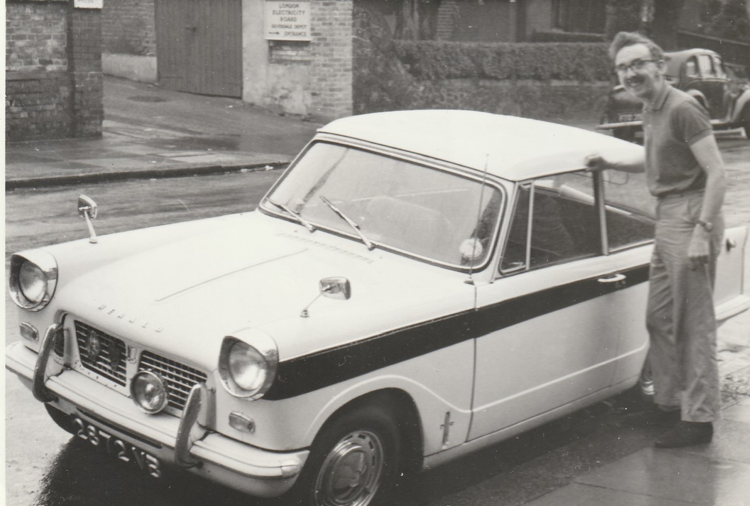 Jim with his Triumph Herald, 1963